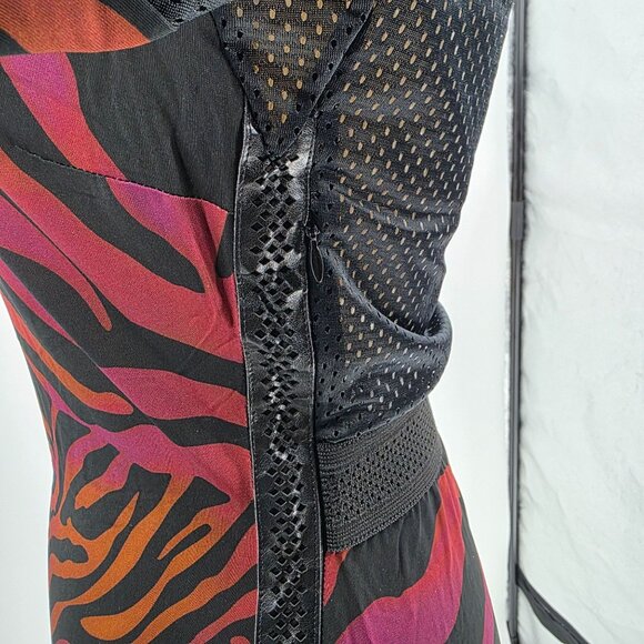 Koché Womens Animal Print Long Sleeve Dress with Mesh Back M - Picture 6 of 15